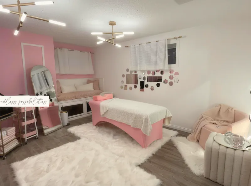 After: a finished blush-pink treatment studio