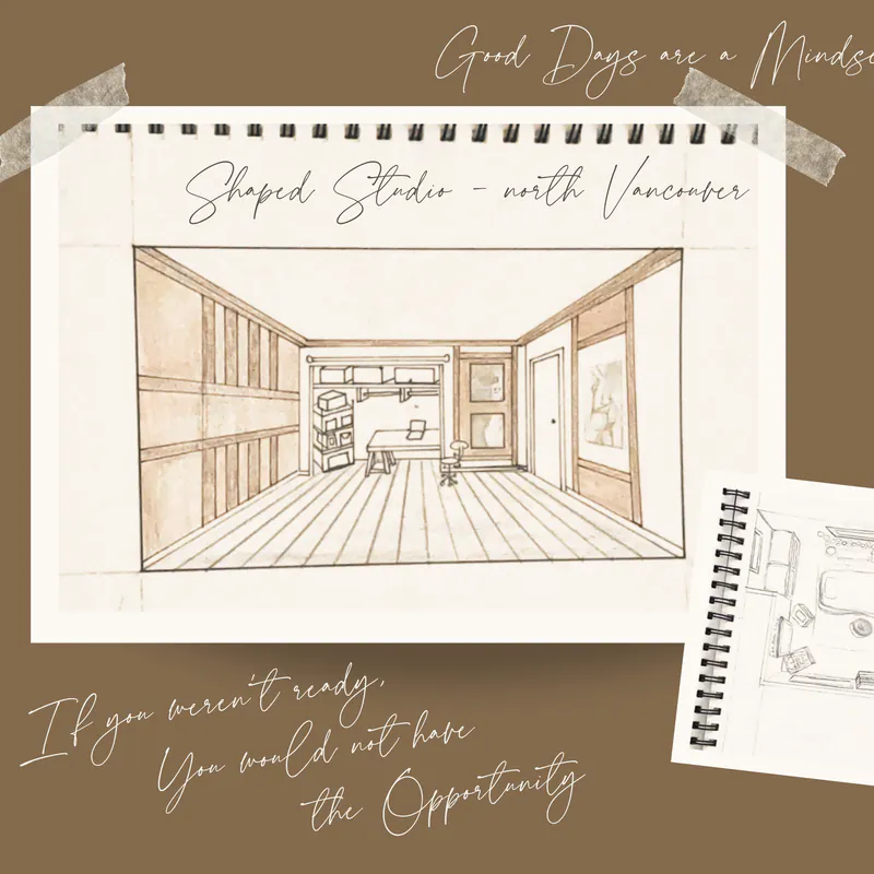 Hand-drawn renovation sketches for a client's studio