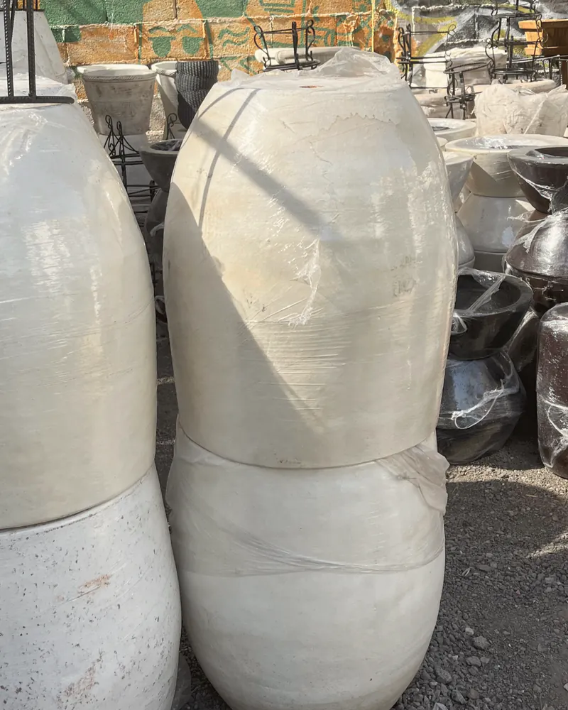 Sculptural ceramic vases in a retail display